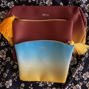 Set of 3 ombré Ipsy makeup bags. Never used.